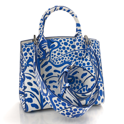Salvatore Ferragamo Calfskin Foliage Print Mini The Studio Bag White Blue 2 of 8