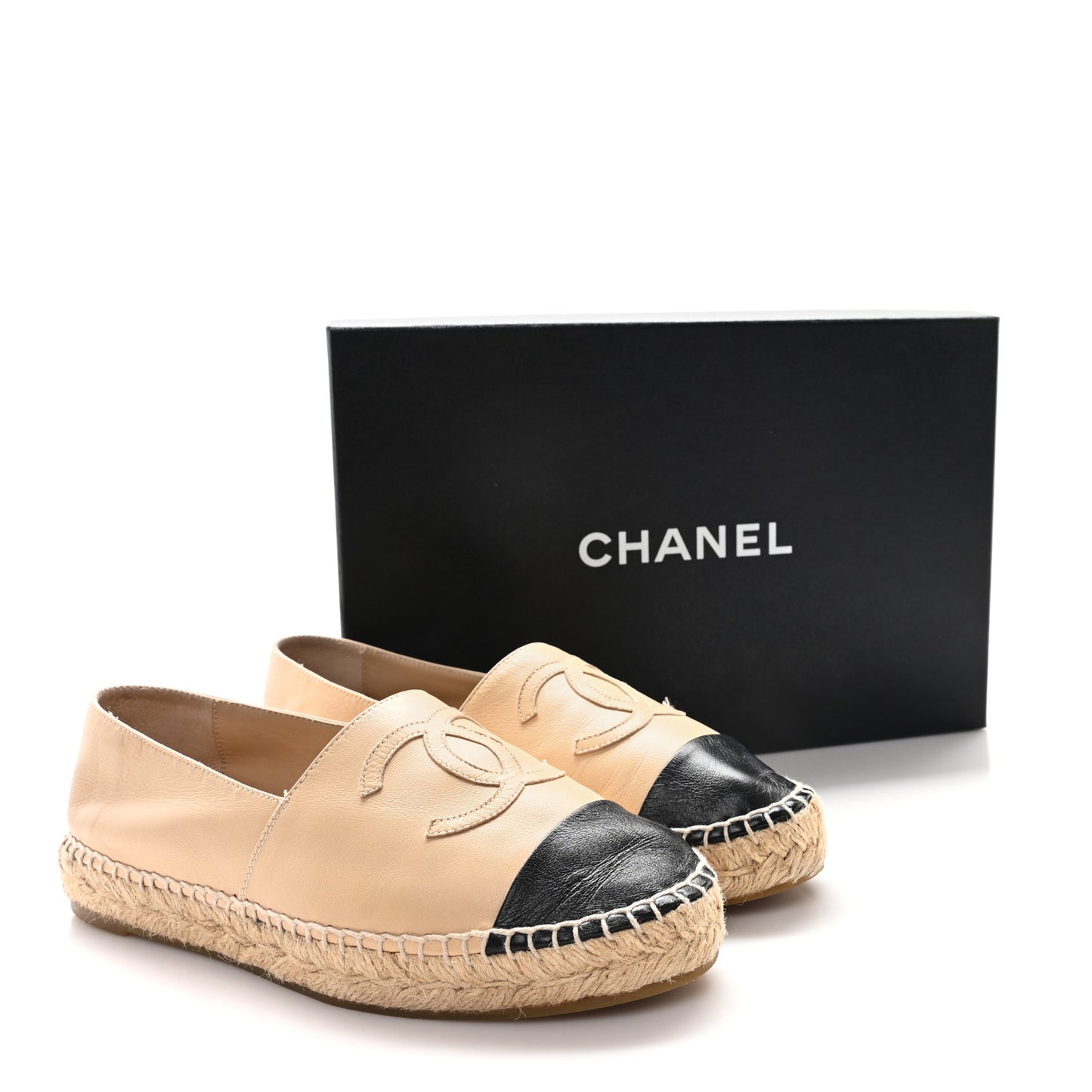 Lambskin CC Espadrilles 37 Beige Black