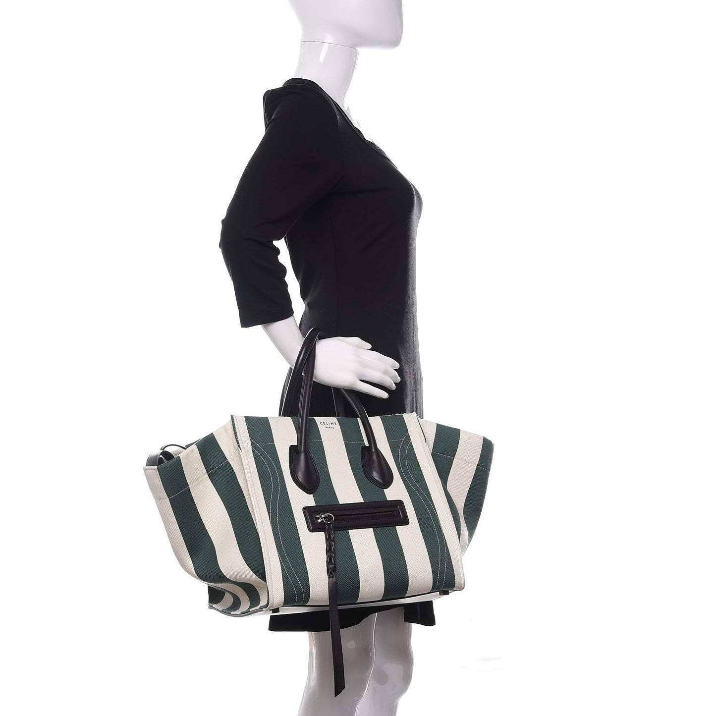 Cotton Canvas Striped Medium Phantom Luggage White Green