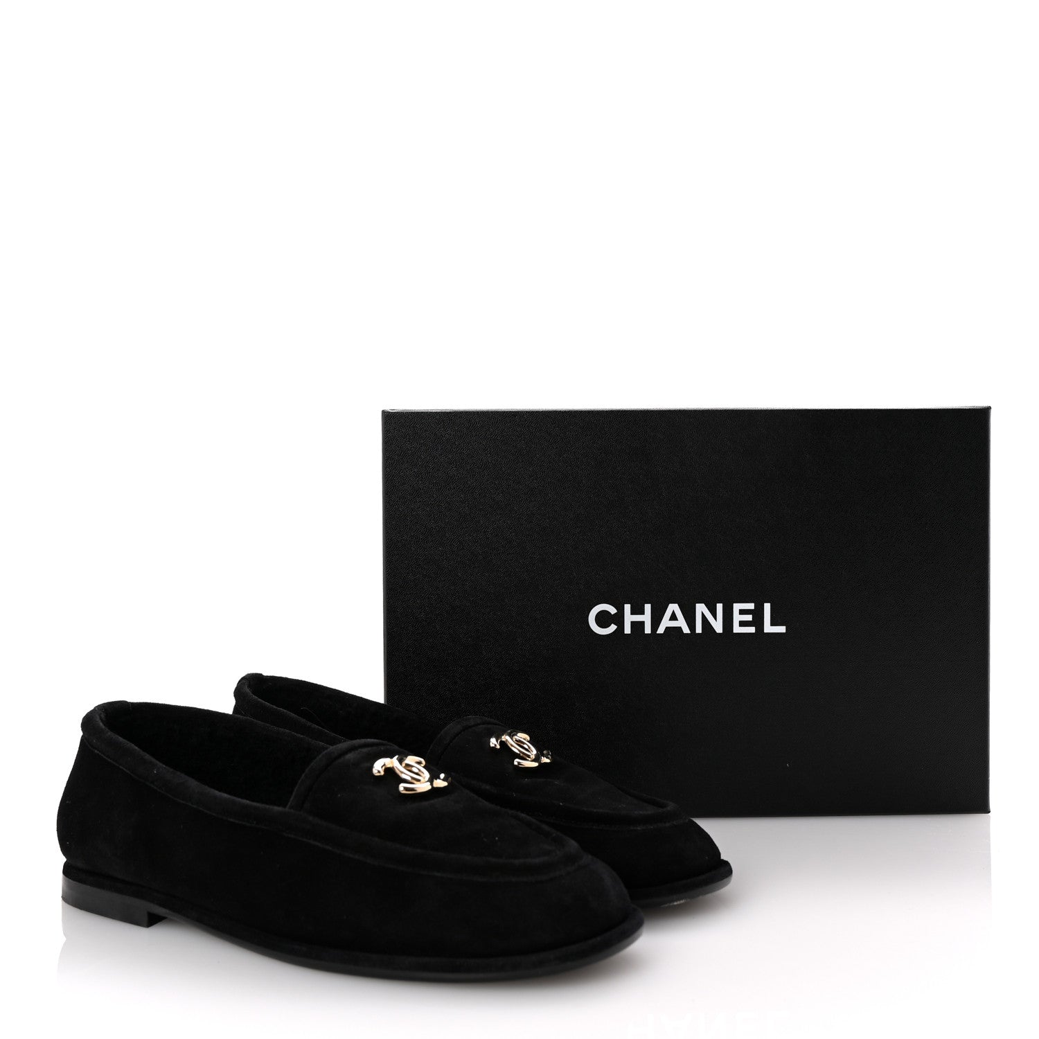 Chanel Suede Calfskin CC Loafers 38 Black 10 of 10