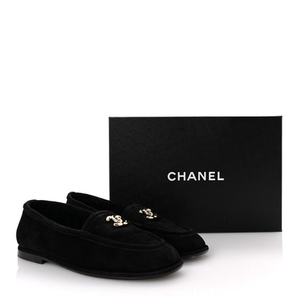 Chanel Suede Calfskin CC Loafers 38 Black 10 of 10