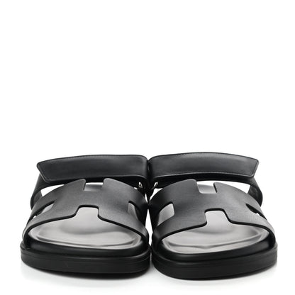 Hermes Calfskin Womens Chypre Sandals 37 Black 2 of 8