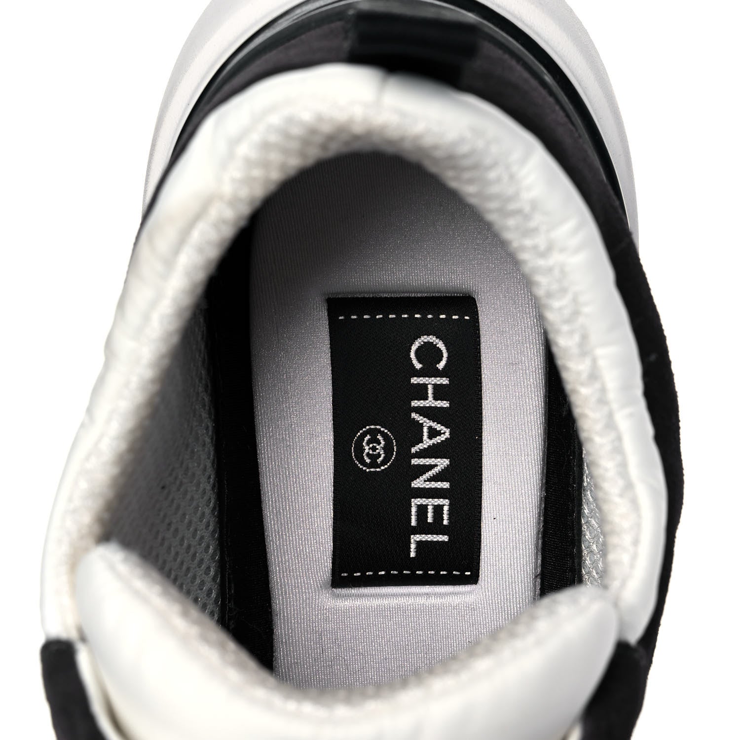 Chanel Nylon Suede Calfskin CC Sneakers 41 White Black 6 of 9