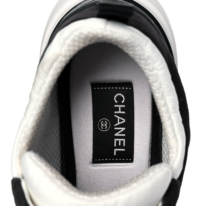 Chanel Nylon Suede Calfskin CC Sneakers 41 White Black 6 of 9