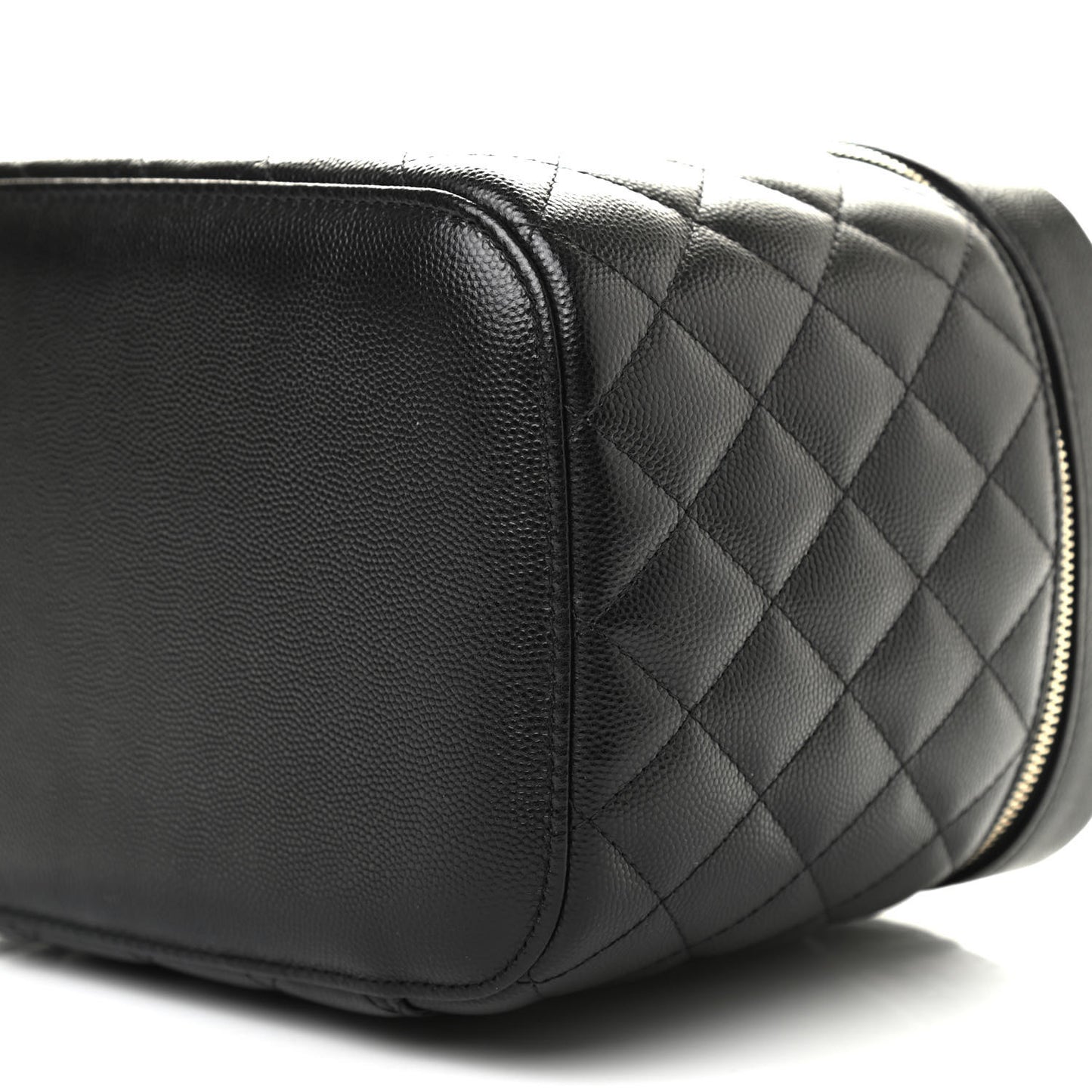 Caviar Quilted Large Vanity Pouch Black