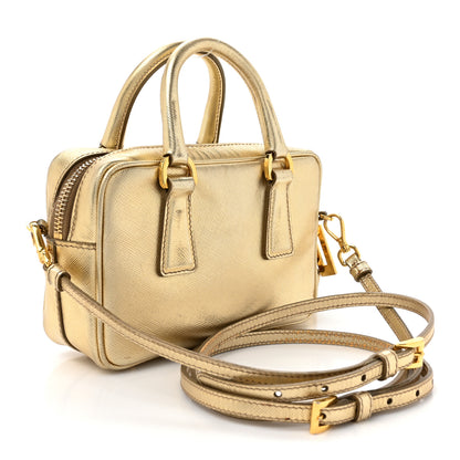 Prada Saffiano Lux Mini Top Handle Crossbody Bag Platino 3 of 13