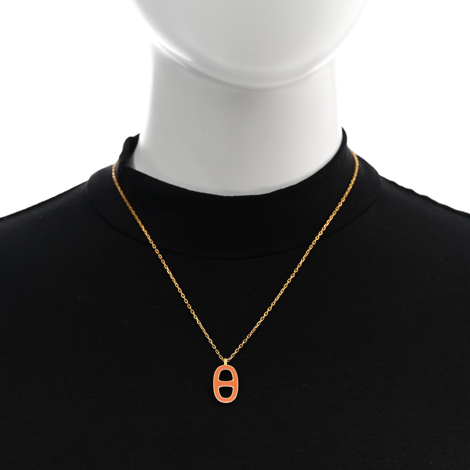 Hermes Lacquered Iliade Pendant Necklace Dark Orange 2 of 4