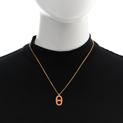 Hermes Lacquered Iliade Pendant Necklace Dark Orange 2 of 4