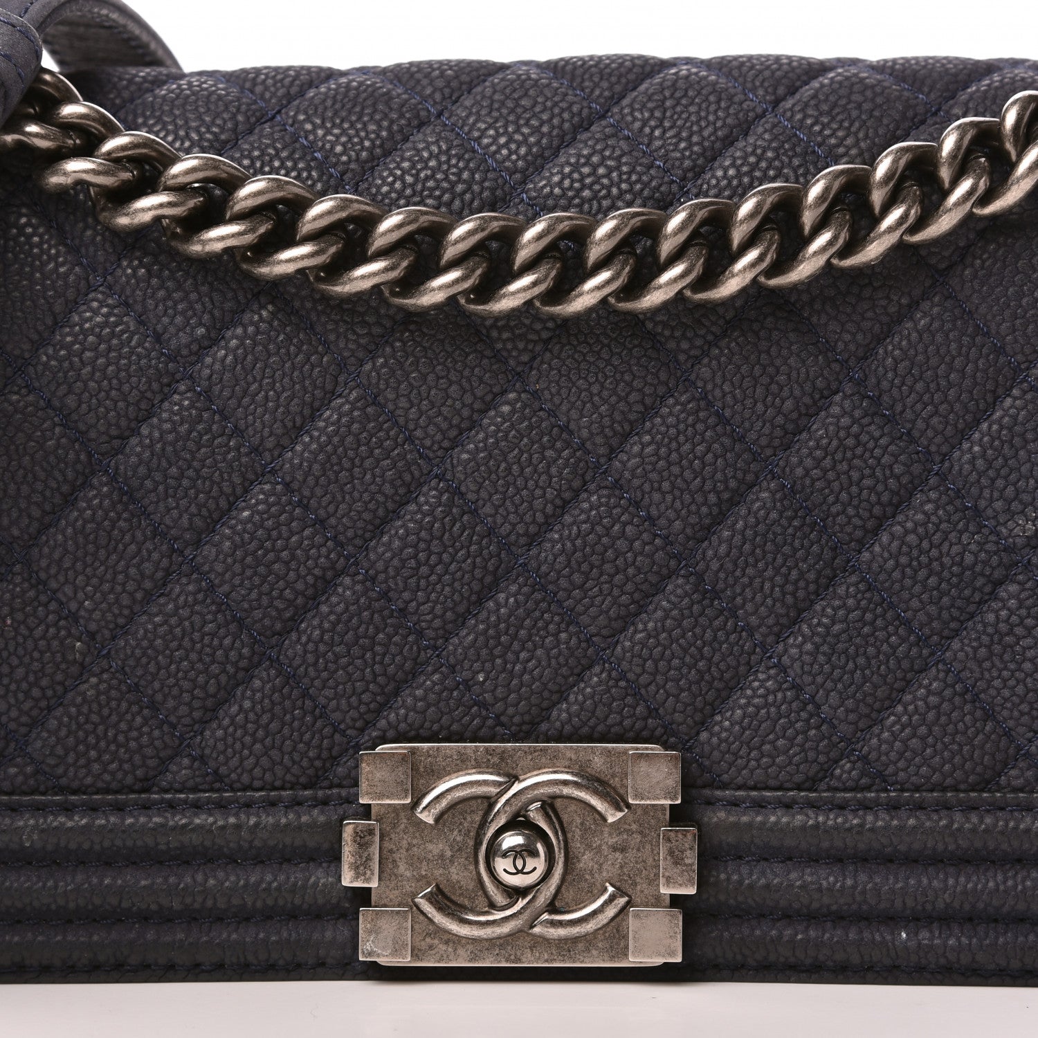 Chanel Iridescent Caviar Quilted Medium Boy Flap Dark Blue 9 of 10