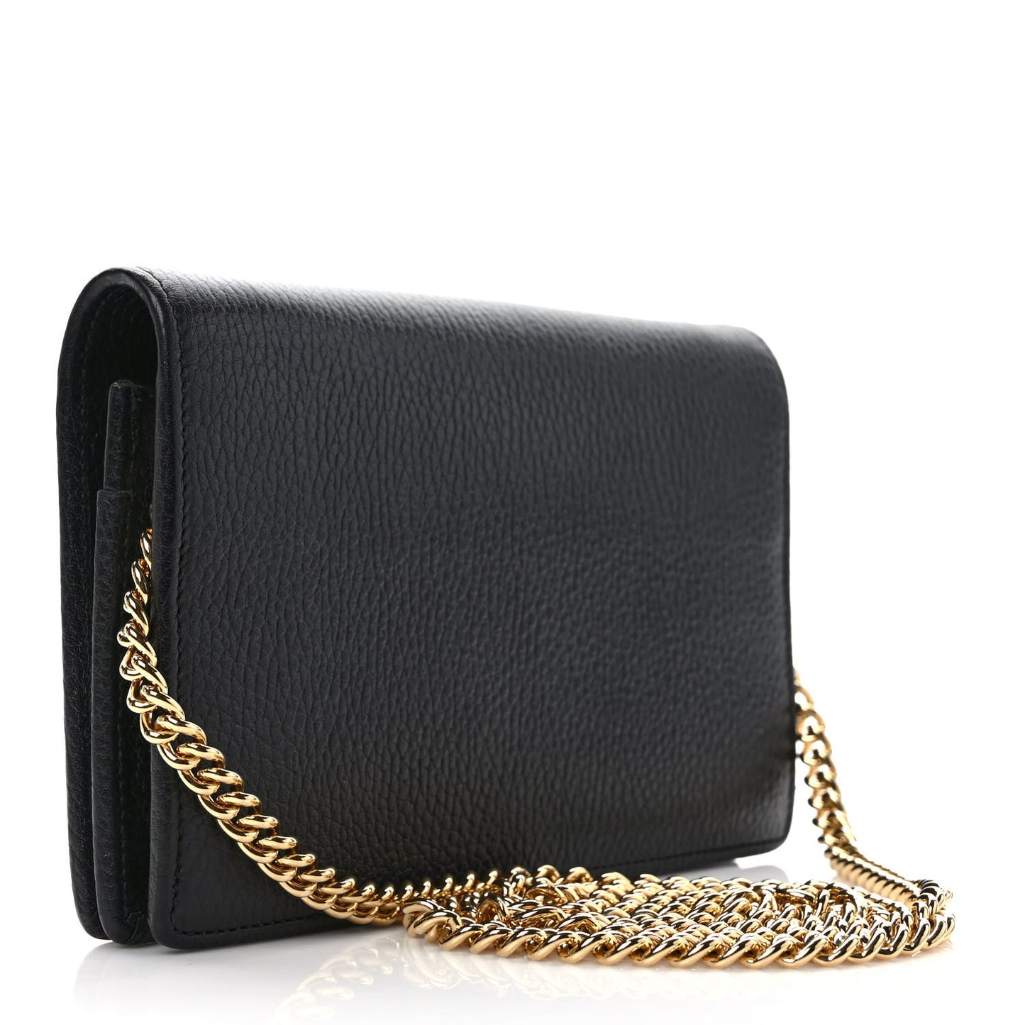 Calfskin Mini GG Marmont Chain Wallet Black