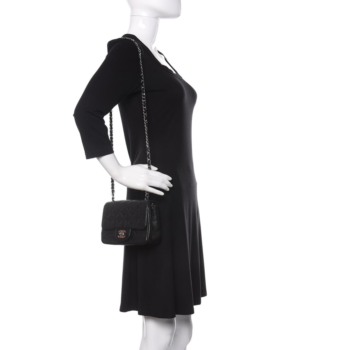 Caviar Quilted Mini Square Flap Black