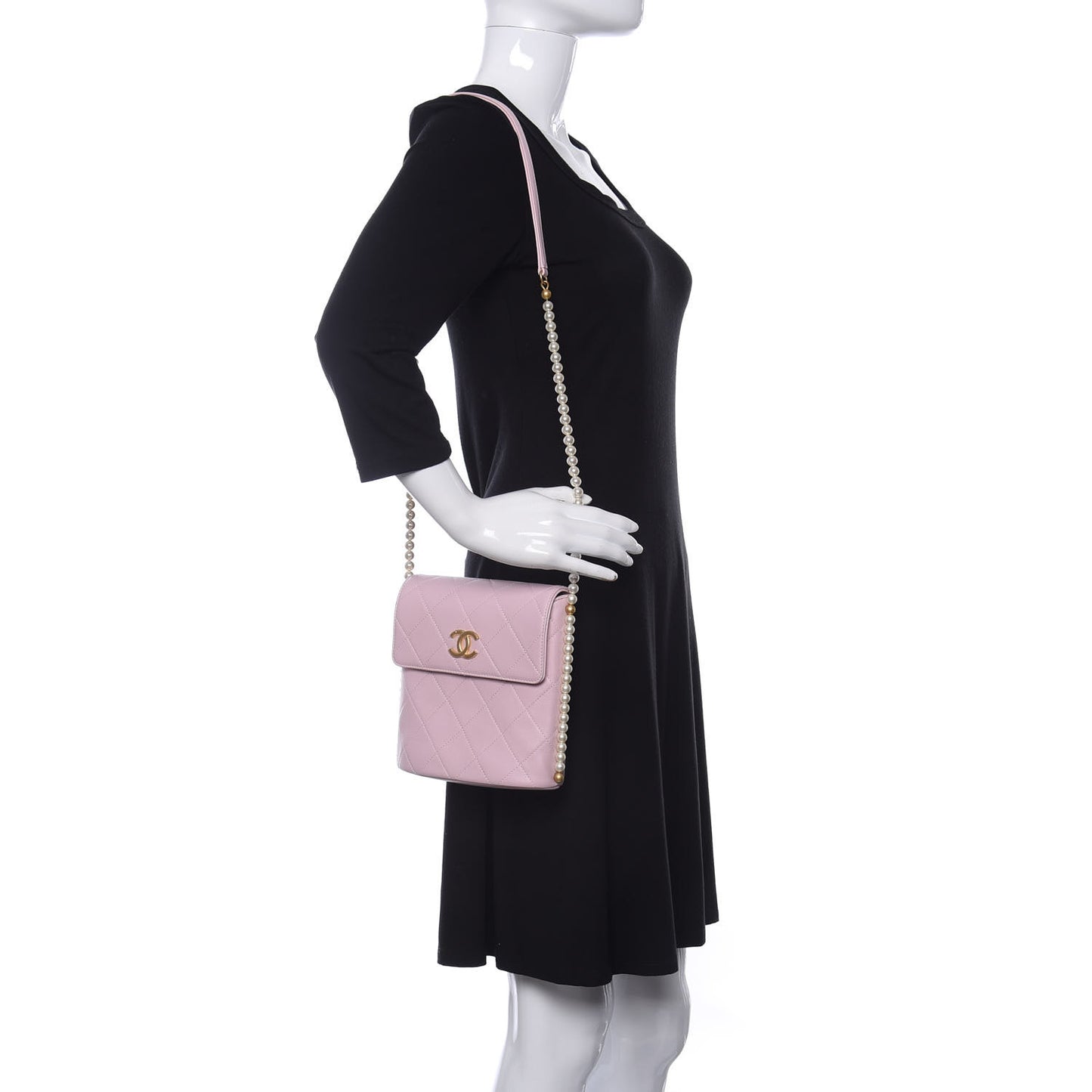 Calfskin Quilted Pearl Small About Pearls Hobo Bag Light Pink