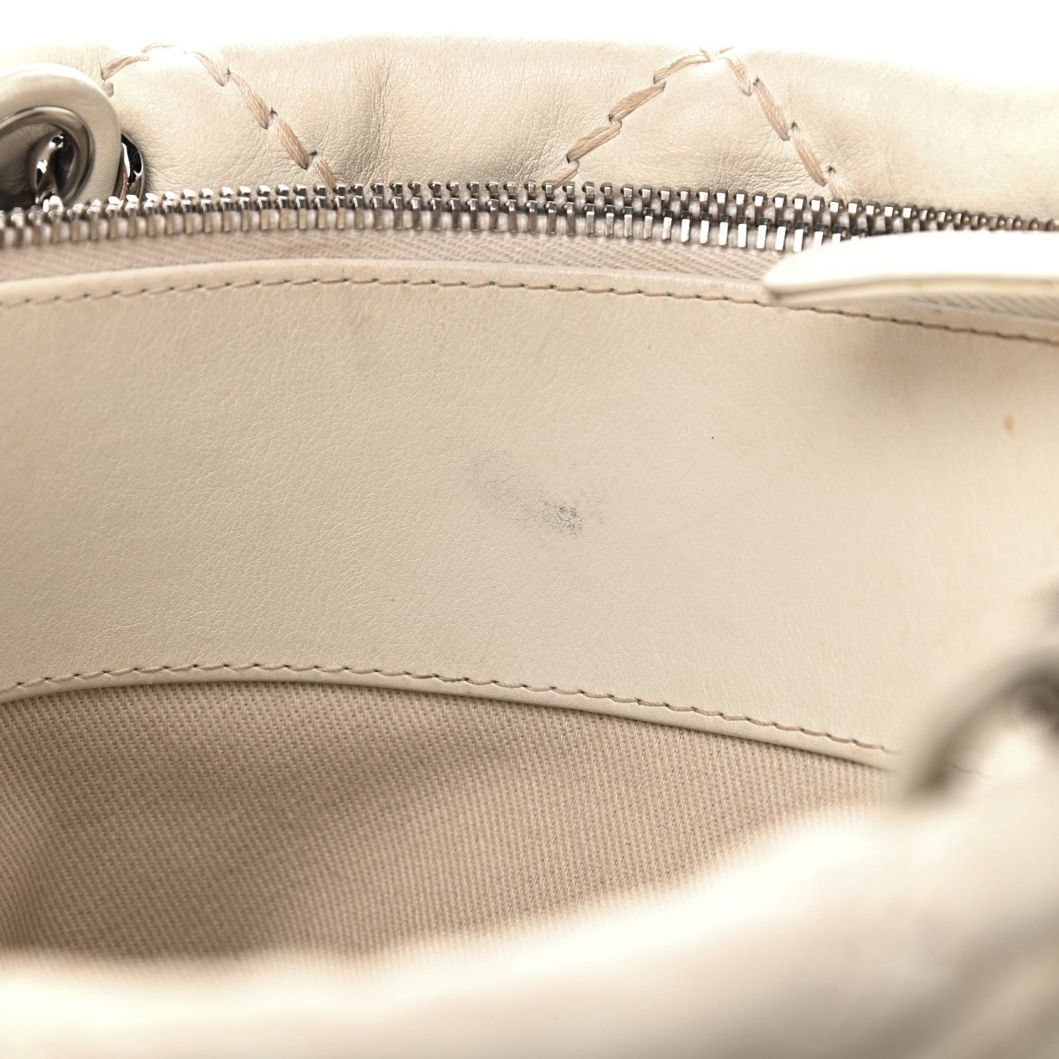 Chanel Calfskin Contrast Stitch Tote Beige 11 of 12