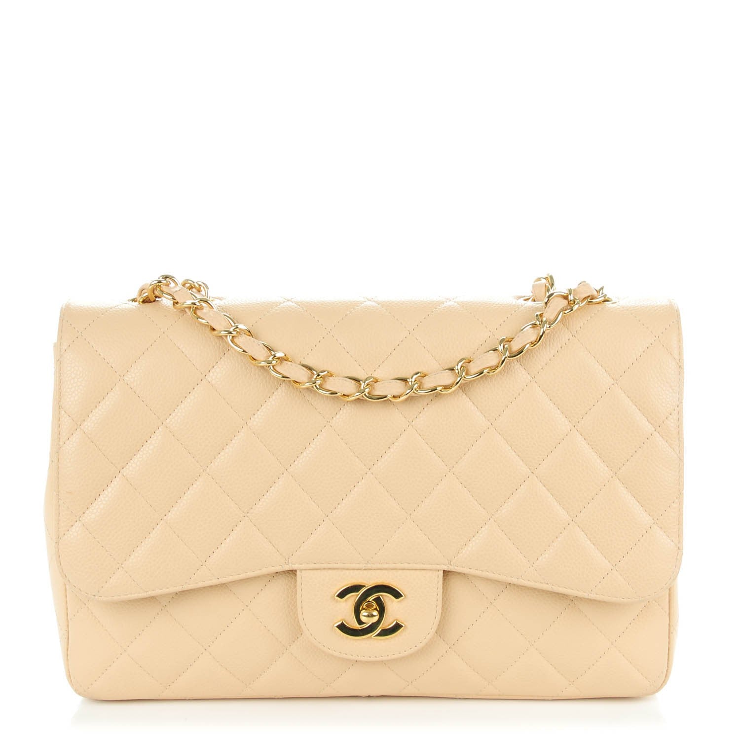 Chanel Caviar Quilted Jumbo Single Flap Beige Clair 1 of 8