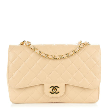 Chanel Caviar Quilted Jumbo Single Flap Beige Clair 1 of 8
