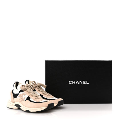 Chanel Mesh Suede Fabric Womens CC Sneakers 36 Light Pink White Black 10 of 10