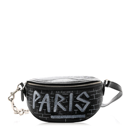 Balenciaga Agneau Arena Graffiti All Over XXS Souvenir Belt Bag Black White 1 of 7