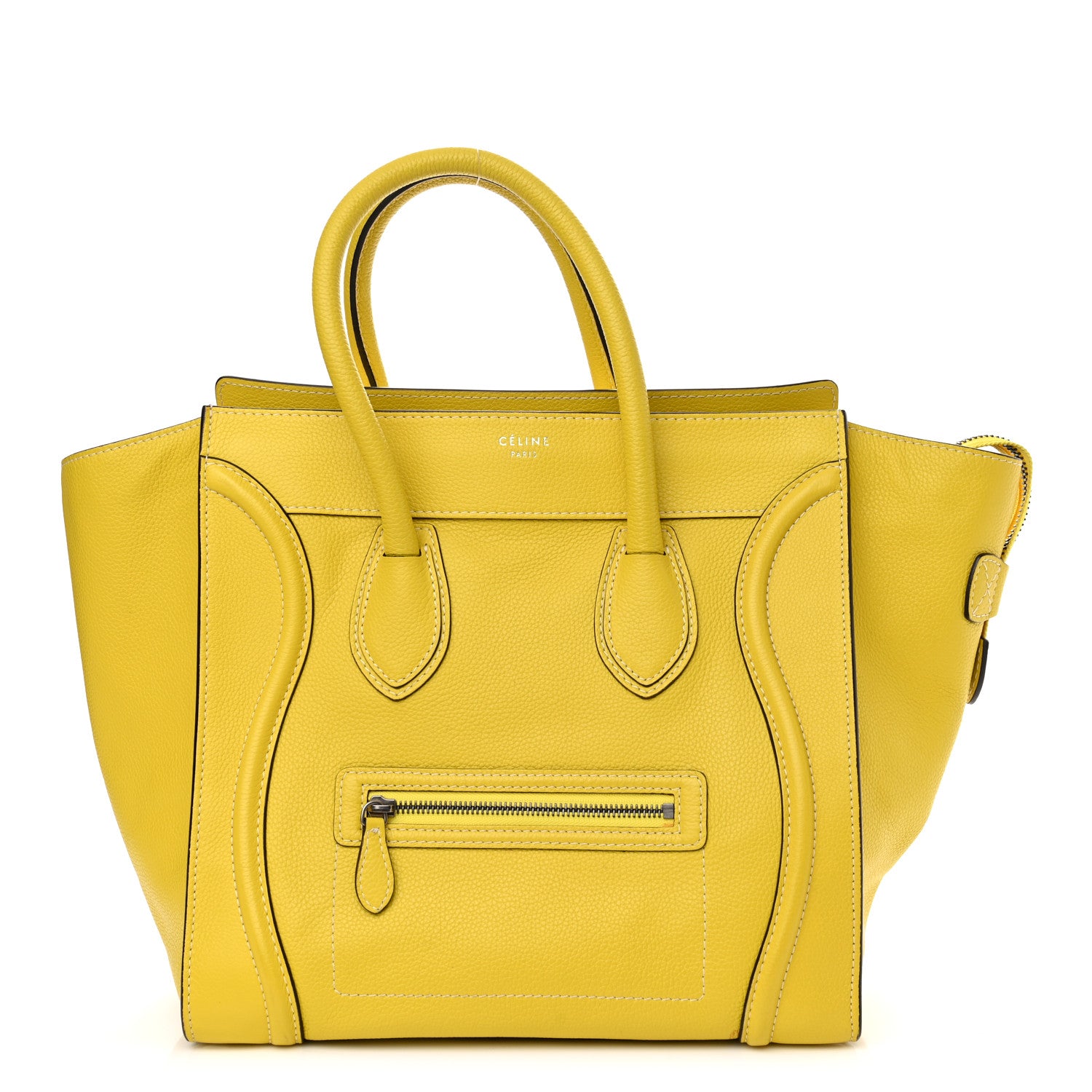 Celine Drummed Calfskin Mini Luggage Citron 1 of 10