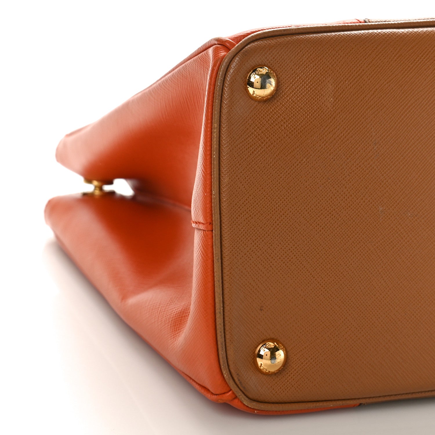 Prada Saffiano Lux Colorblock Medium Galleria Double Zip Tote Caramel Papaya 7 of 12