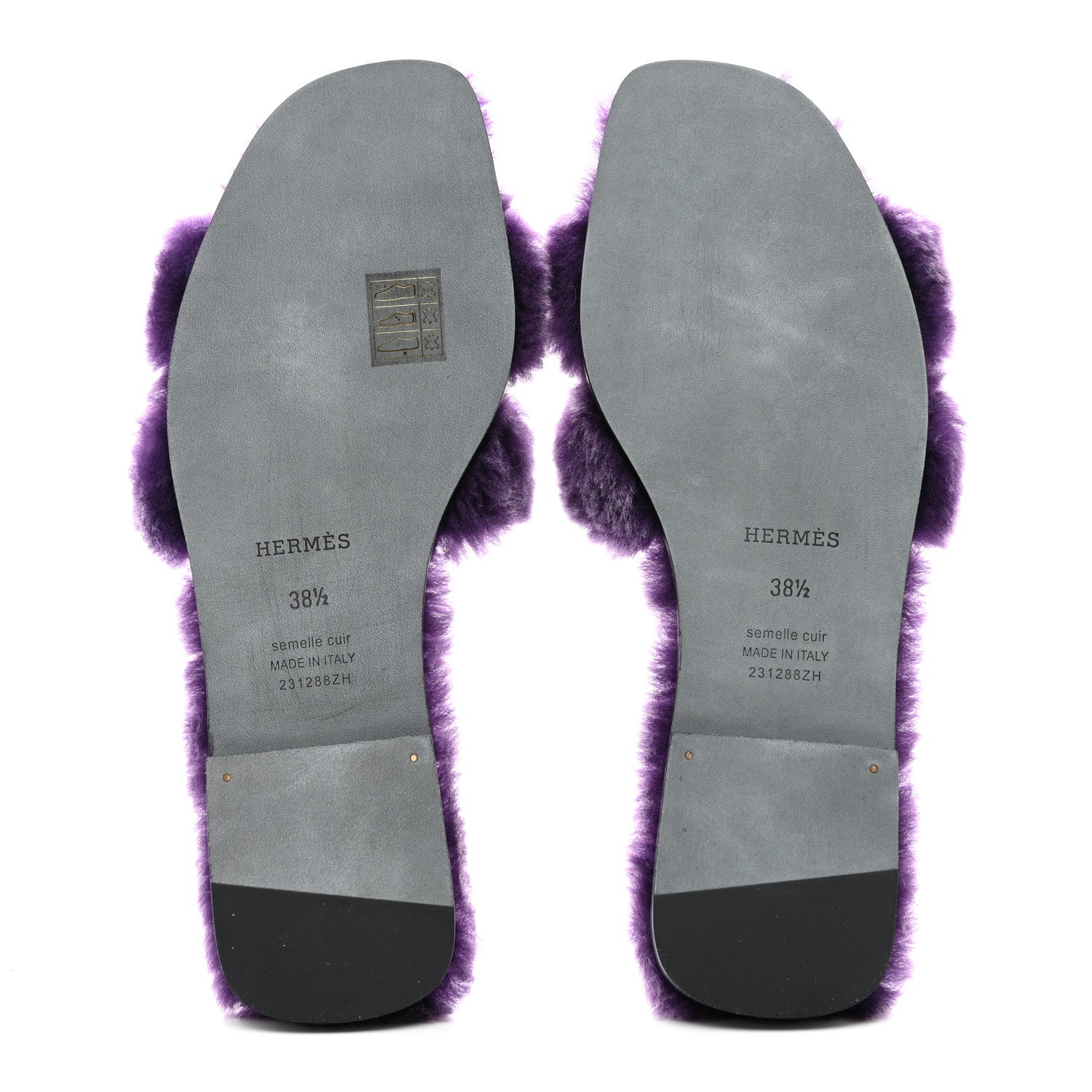 Hermes Woolskin Oran Sandals 38.5 Violet Fonce 5 of 8