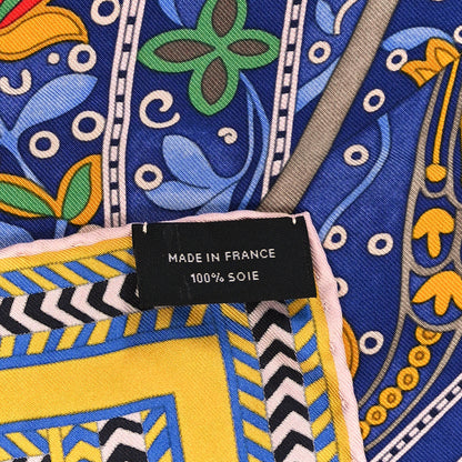 Hermes Silk Selle Des Steppes Scarf 90 Rouge Bleu Jaune De Naples 3 of 5