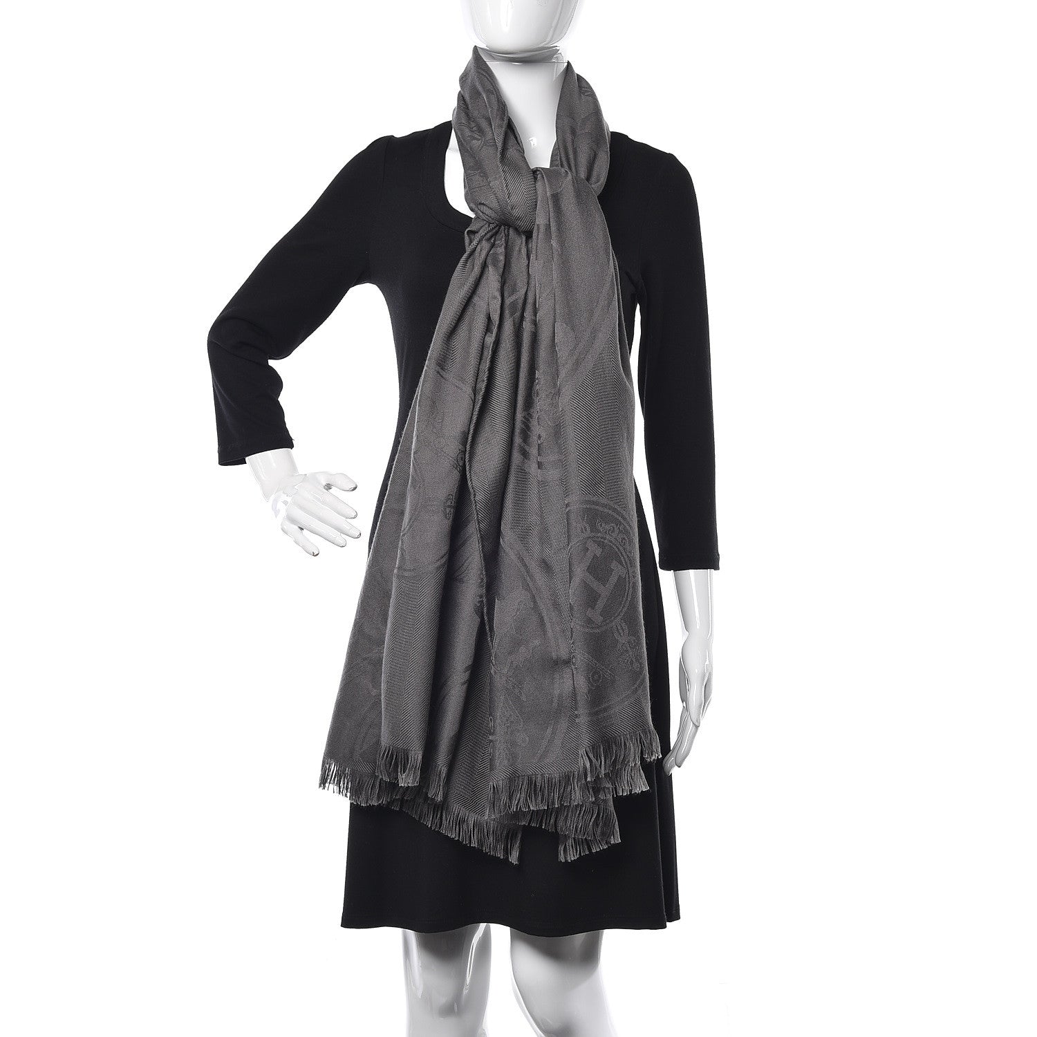 Hermes Cashmere Silk New Libris Stole Flanelle 2 of 5