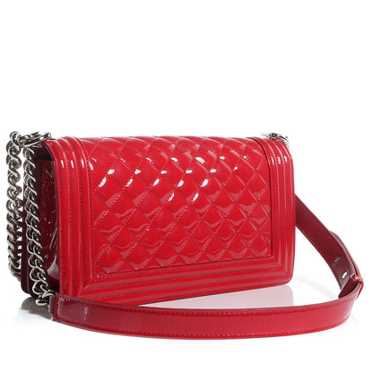 Chanel Patent Leather Medium Boy Flap Plexiglass Red 3 of 9