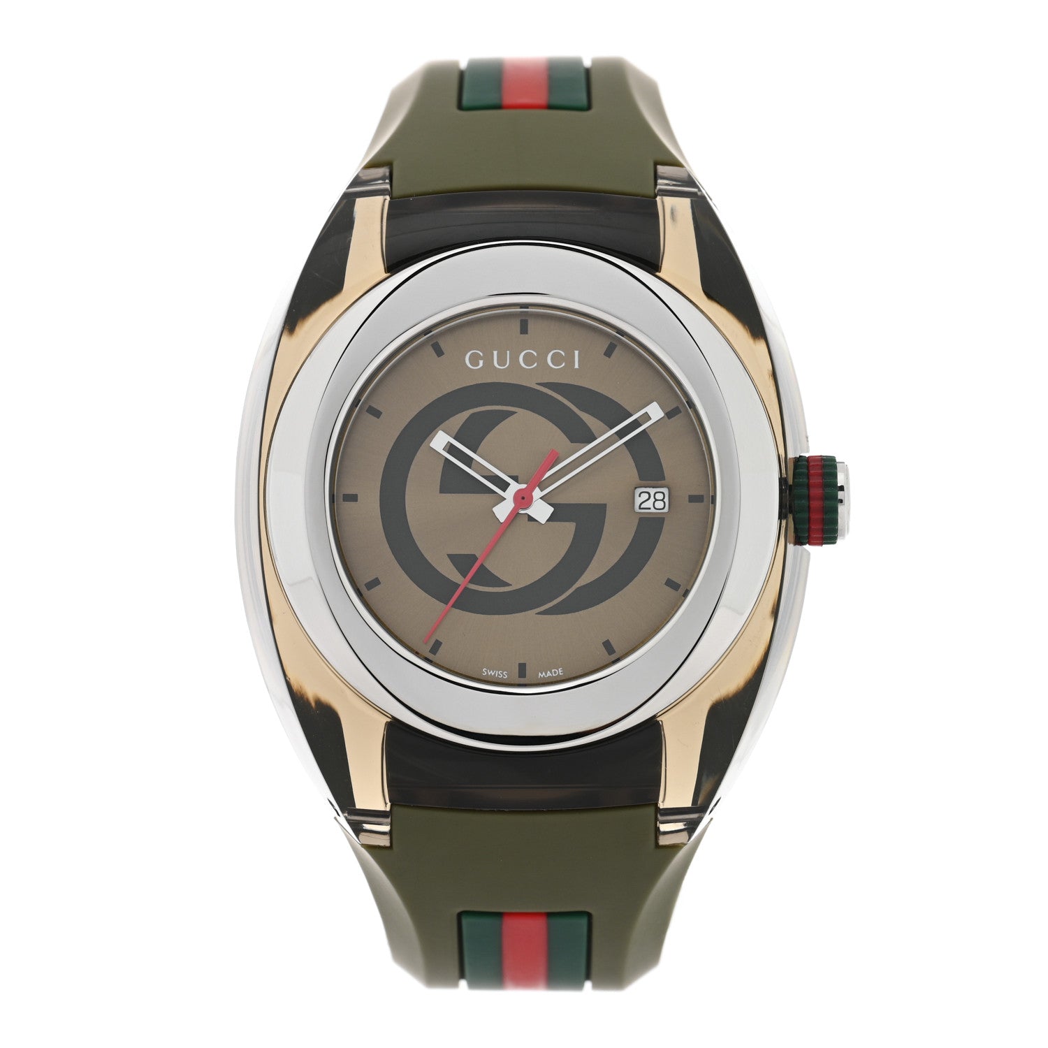 Gucci Stainless Steel Rubber 46mm Sync Web Quartz Watch Hunter Green 1 of 5