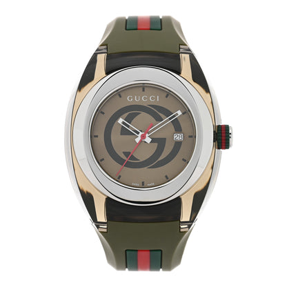 Gucci Stainless Steel Rubber 46mm Sync Web Quartz Watch Hunter Green 1 of 5
