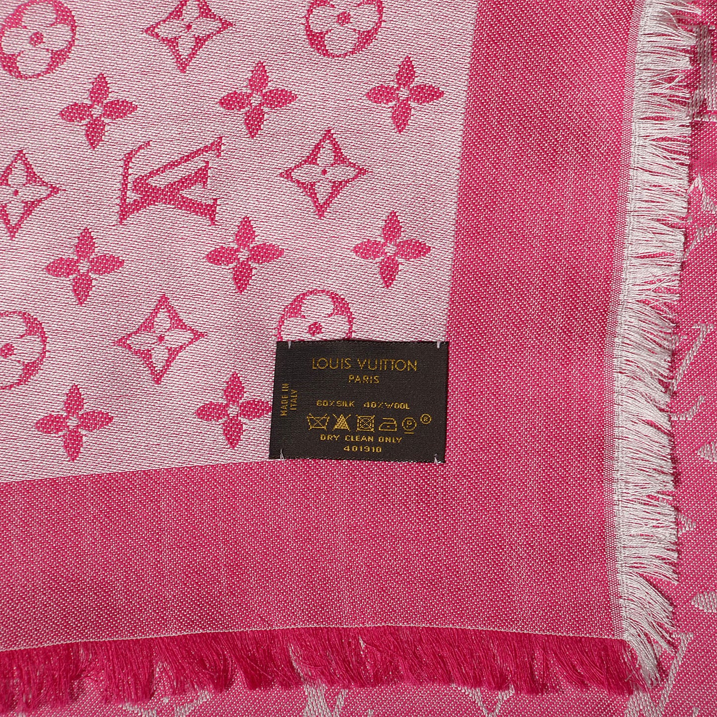 Wool Silk Monogram Denim Shawl Pivoine
