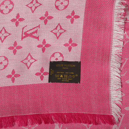 Louis Vuitton Wool Silk Monogram Denim Shawl Pivoine 5 of 5