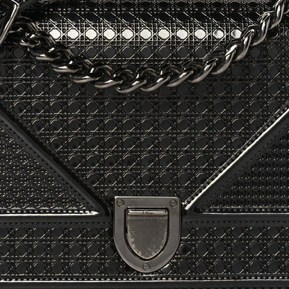 Christian Dior Metallic Patent Micro-Cannage Medium Diorama Flap Bag Graphite 7 of 9