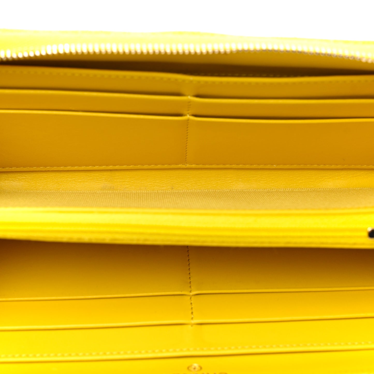 Caviar Quilted Large Gusset Zip Around Wallet Yellow