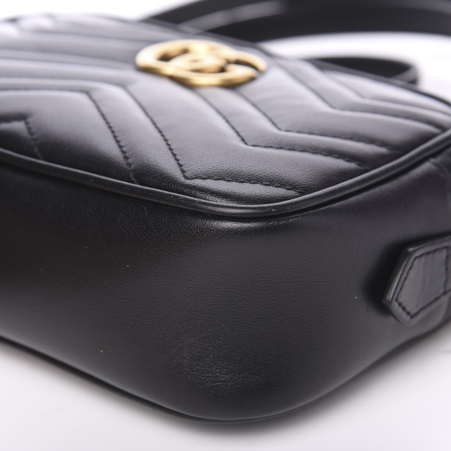 Gucci Calfskin Matelasse Mini GG Marmont Chain Shoulder Bag Black 10 of 11