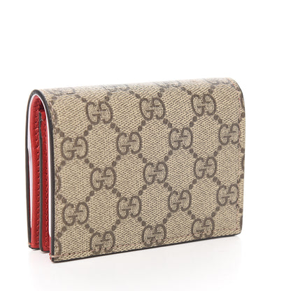 Gucci GG Supreme Monogram Bosco Patch Card Case Wallet Beige Malva Hibiscus Red 2 of 7