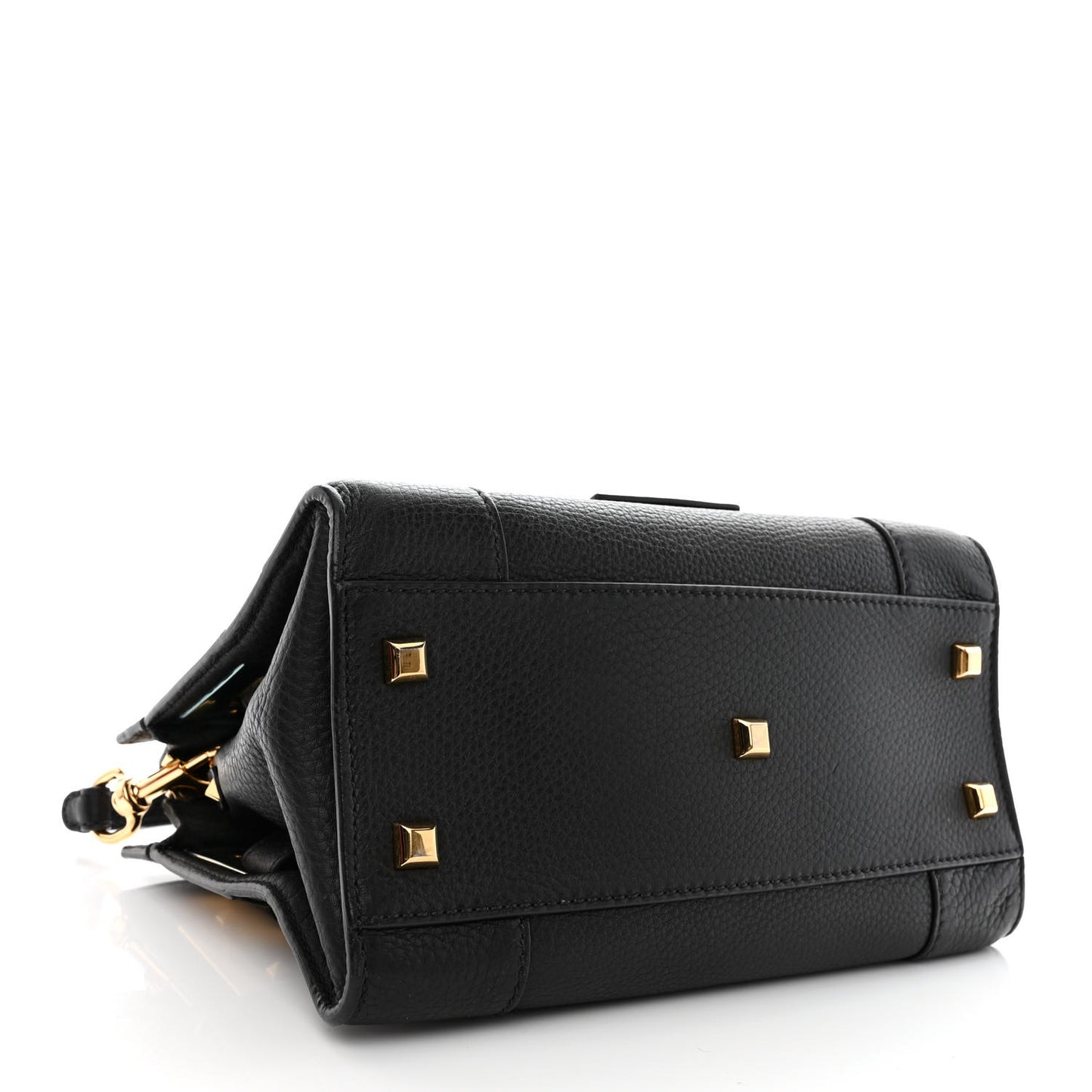 Grained Calfskin Twist Lock My Rockstud Shoulder Bag Black