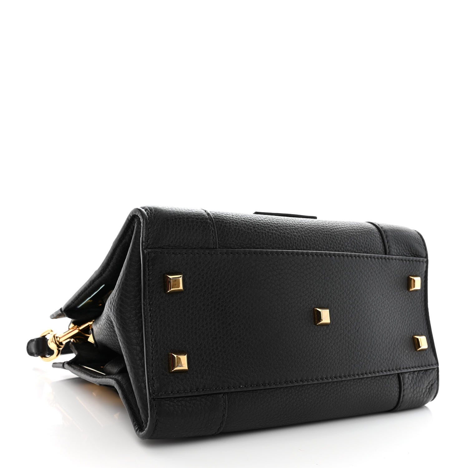 Valentino Garavani Grained Calfskin Twist Lock My Rockstud Shoulder Bag Black 4 of 10