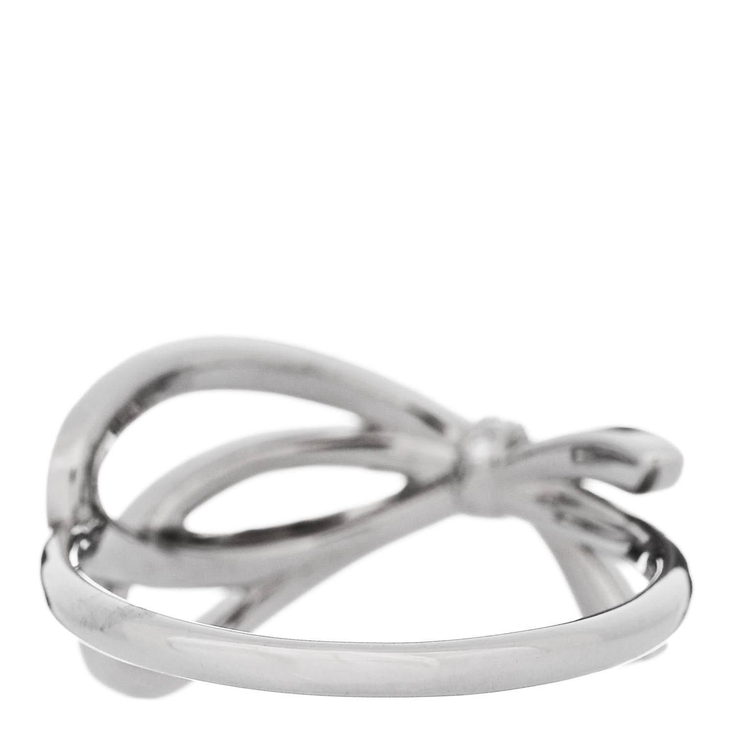 Tiffany 18K White Gold Diamond .40ct Bow Ring 53 6.5 3 of 5