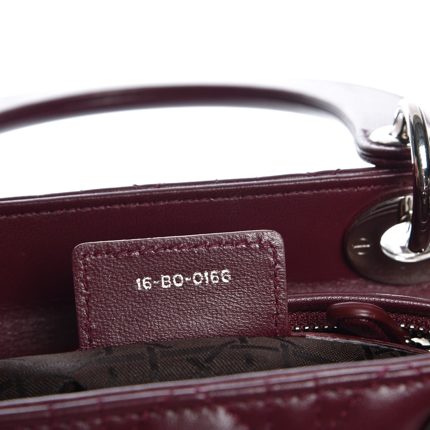 Christian Dior Lambskin Cannage Medium Lady Dior Burgundy 8 of 8