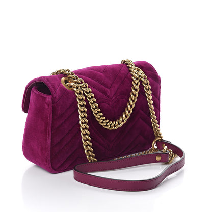 Gucci Velvet Matelasse Mini GG Marmont Shoulder Bag Fuchsia Violet Cyclamen 2 of 8