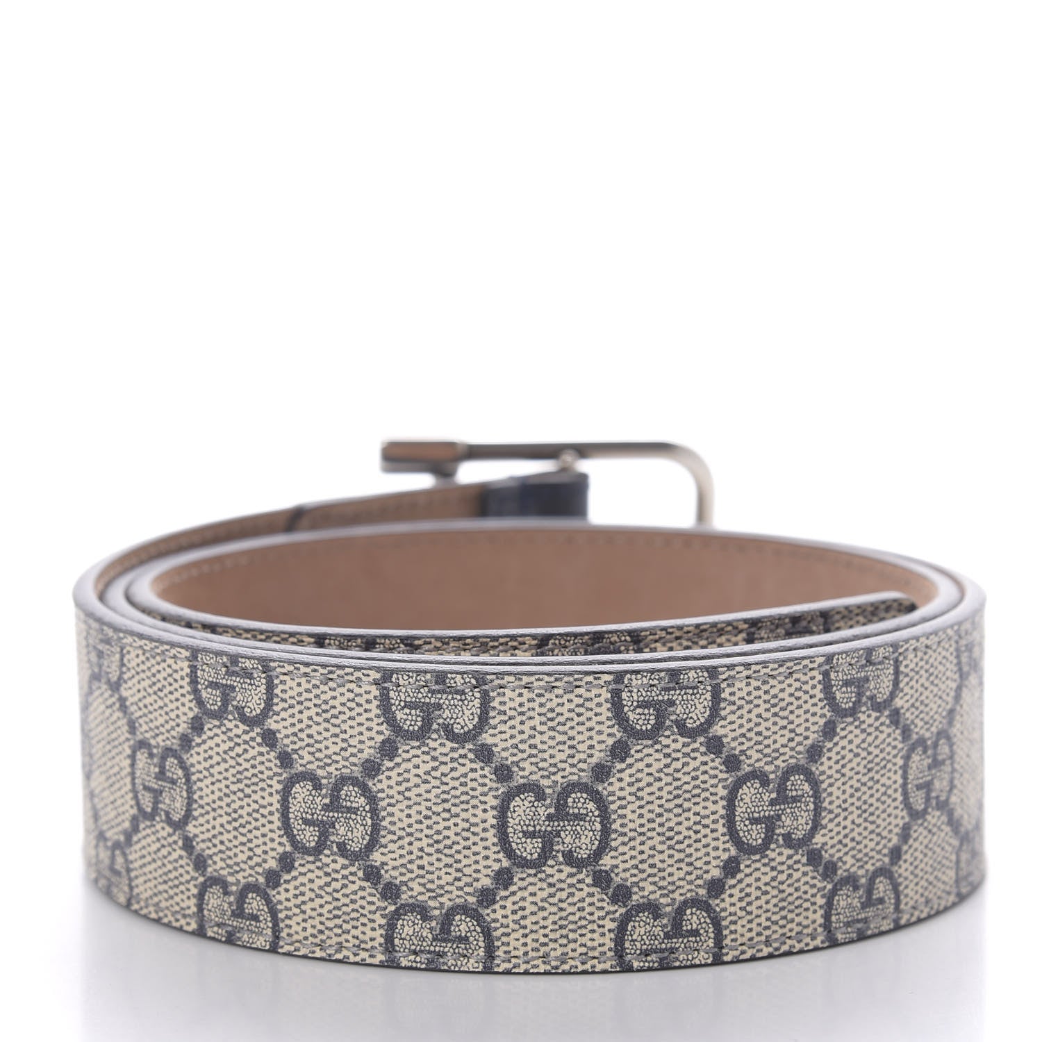 Gucci GG Supremem Monogram Selleria Calfskin Square Spur 40mm Belt 90 36 Beige Blue 2 of 5