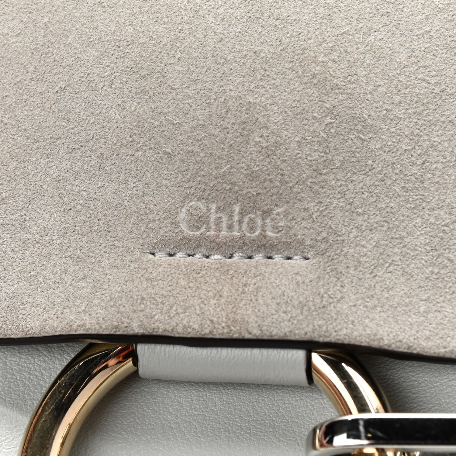 Chloe Suede Calfskin Small Faye Shoulder Bag Airy Grey 9 of 10