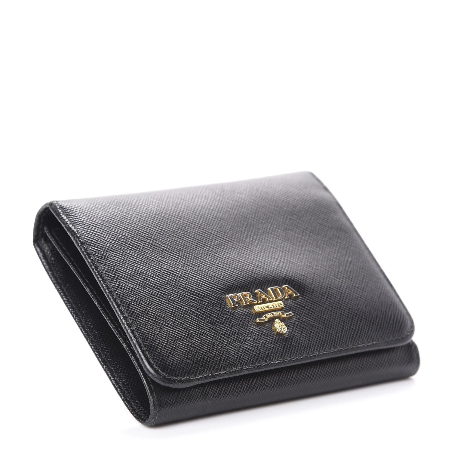 Prada Saffiano Metal Tri-Fold Wallet Black 4 of 6