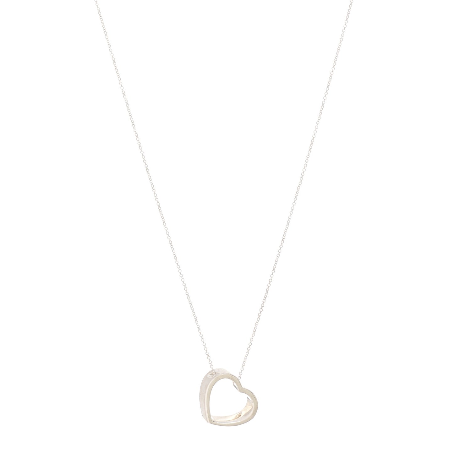 Sterling Silver Slanted Heart Pendant Necklace
