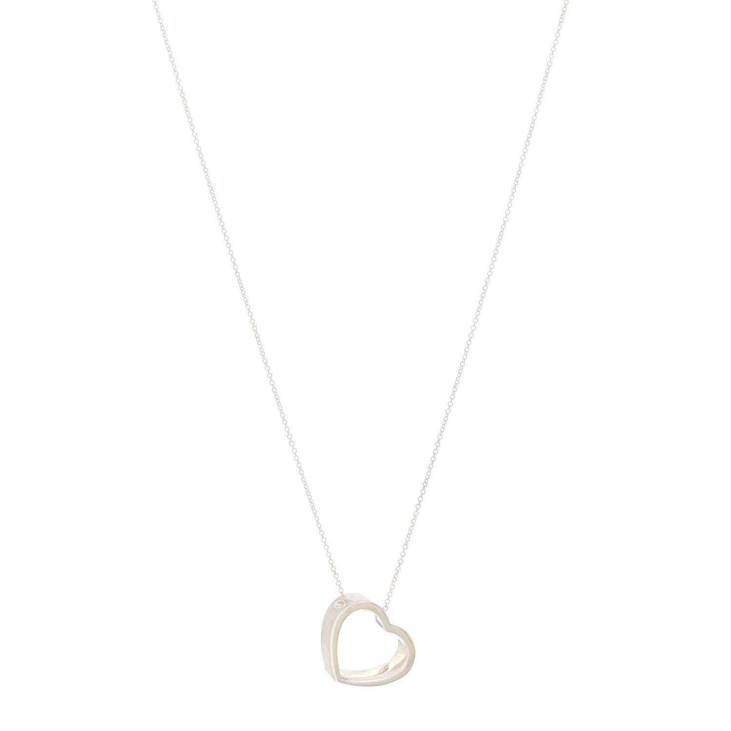 Tiffany Sterling Silver Slanted Heart Pendant Necklace 1 of 6