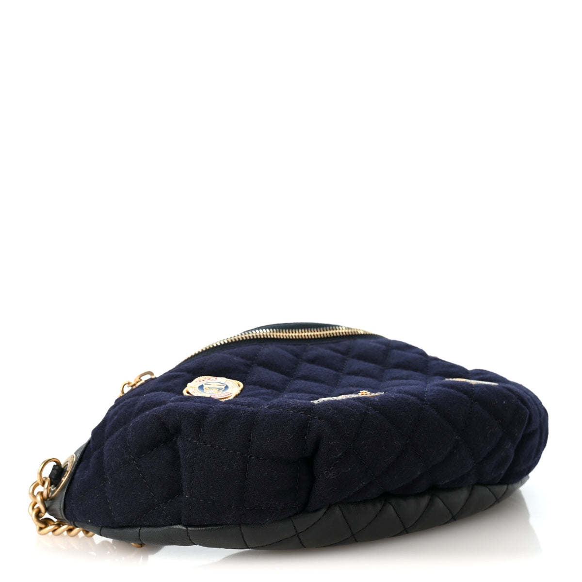 Chanel Wool Lambskin Quilted Paris Hamburg Charms Waist Bag Dark Navy 4 of 10