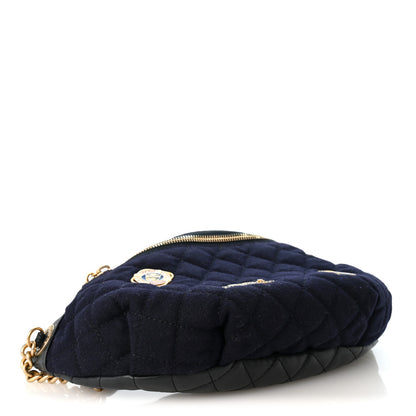 Chanel Wool Lambskin Quilted Paris Hamburg Charms Waist Bag Dark Navy 4 of 10