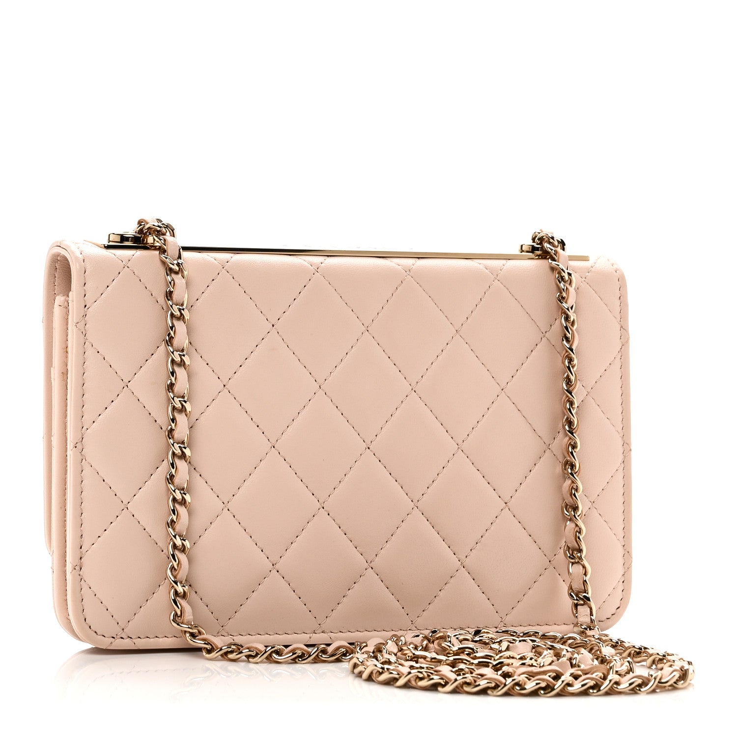 Chanel Lambskin Quilted Trendy CC Wallet On Chain WOC Light Beige 3 of 12