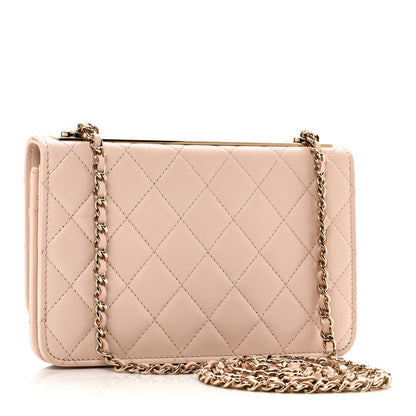Chanel Lambskin Quilted Trendy CC Wallet On Chain WOC Light Beige 3 of 12