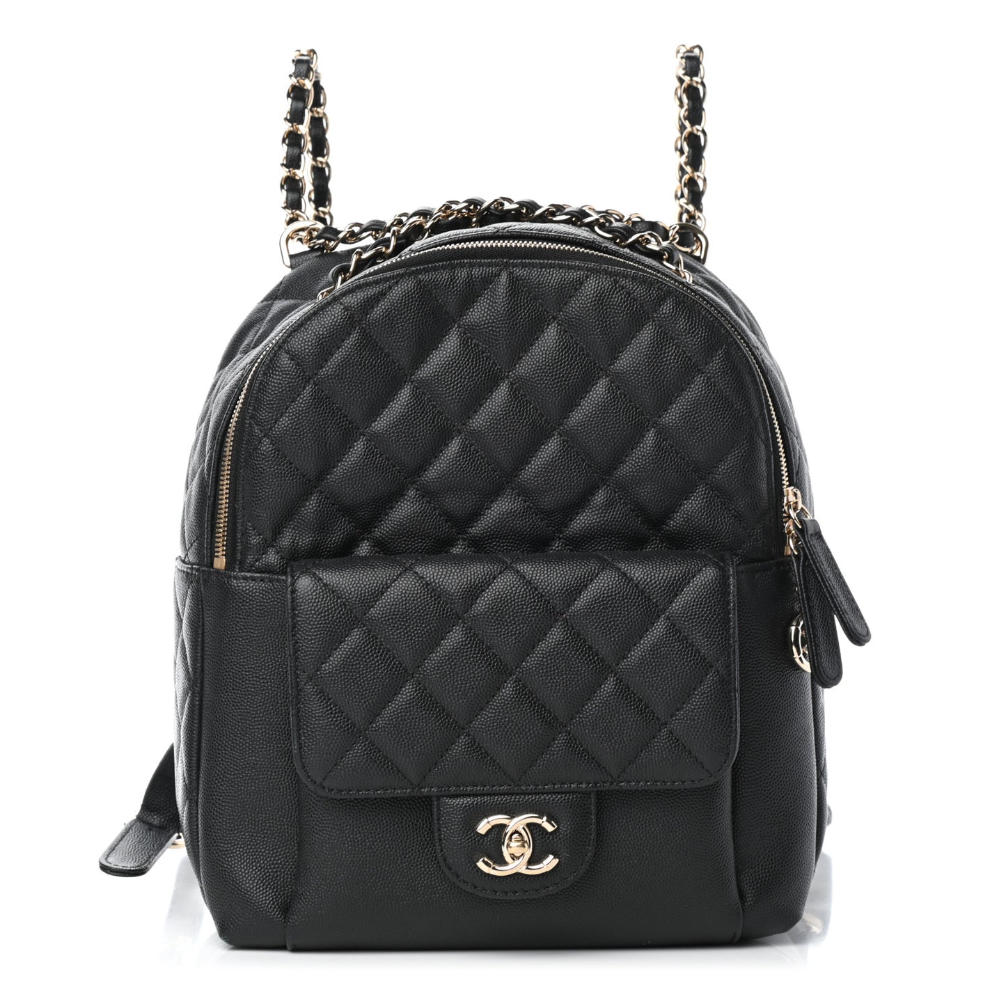 Caviar Quilted Medium Zip Around Backpack Black